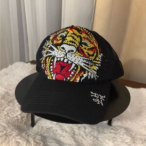 Authentic Ed Hardy SnapBack Tiger Black Hat NWOT